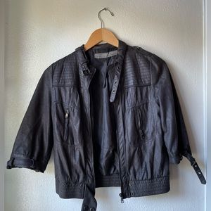 Zara woman’s charcoal faux leather jacket size S GUC